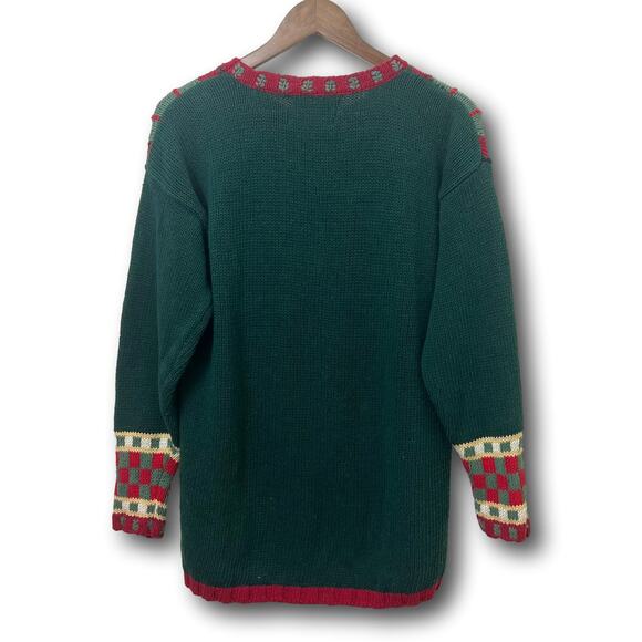 Vintage Womens Tiara Christmas Sweater Medium Oversized Knit Plaid Teddy Bear - Picture 7 of 7